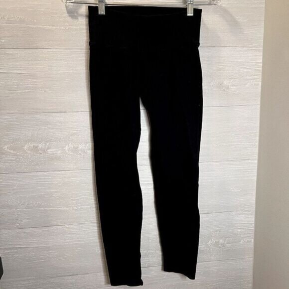 Women's High Waisted Yoga Pants Ribbed Waistband Leggings Stretch Lounge - Picture 3 of 4